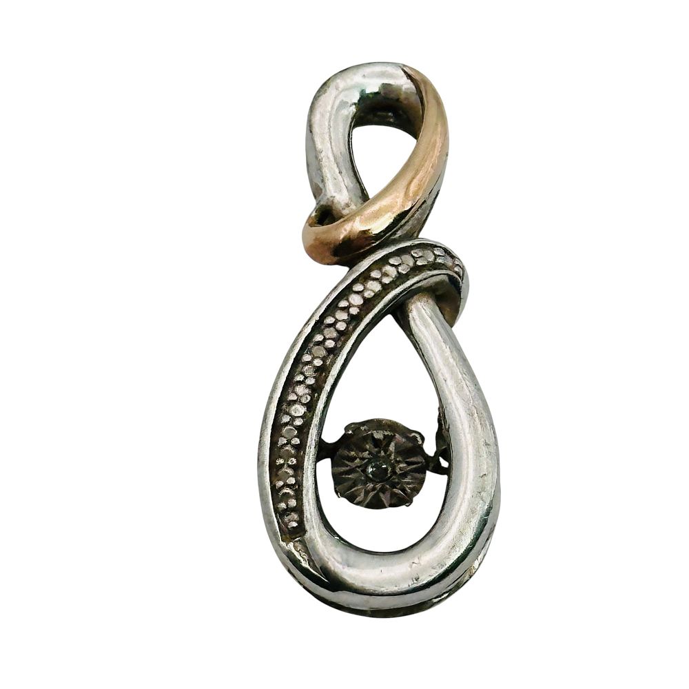 Lot 340: Sterling 10k Diamond Infinity Pendant
