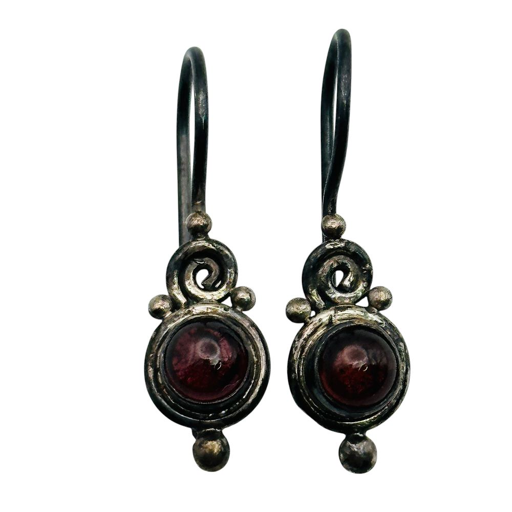 Lot 341: Sterling Garnet Earrings