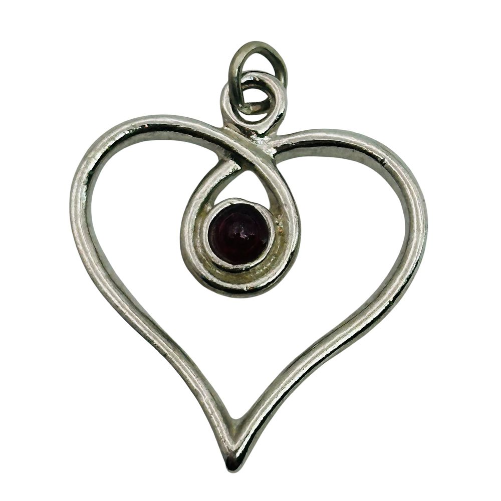 Lot 344: Sterling Garnet Heart Pendant