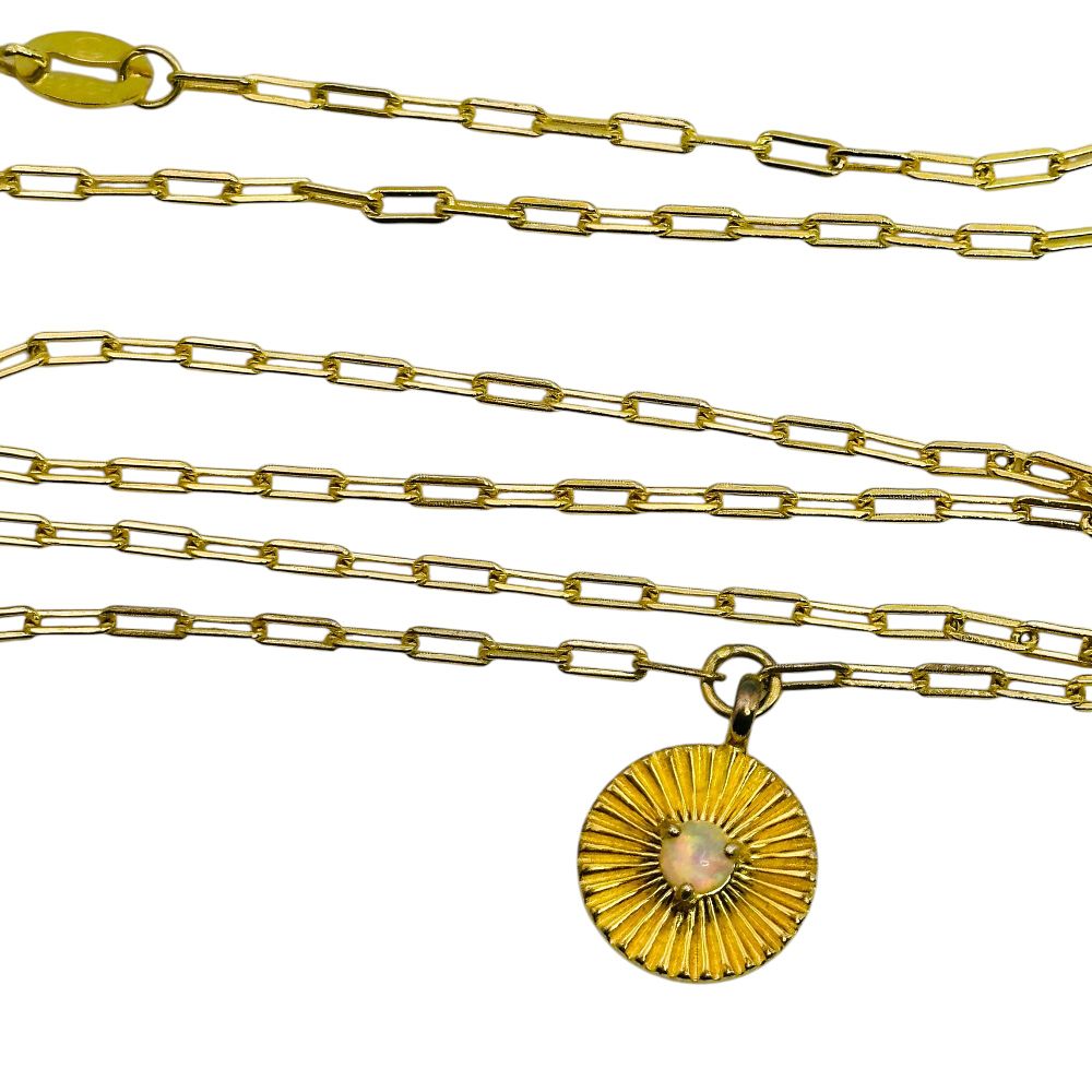 Lot 346: Sterling Gauge Wire Opal Pendant Necklace