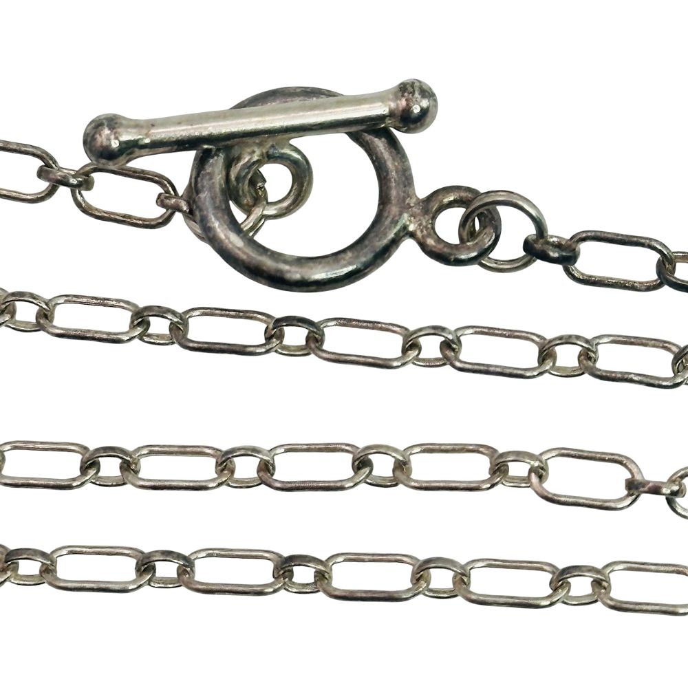 Lot 351: Sterling Cable Link Chain Toggle Clasp Necklace