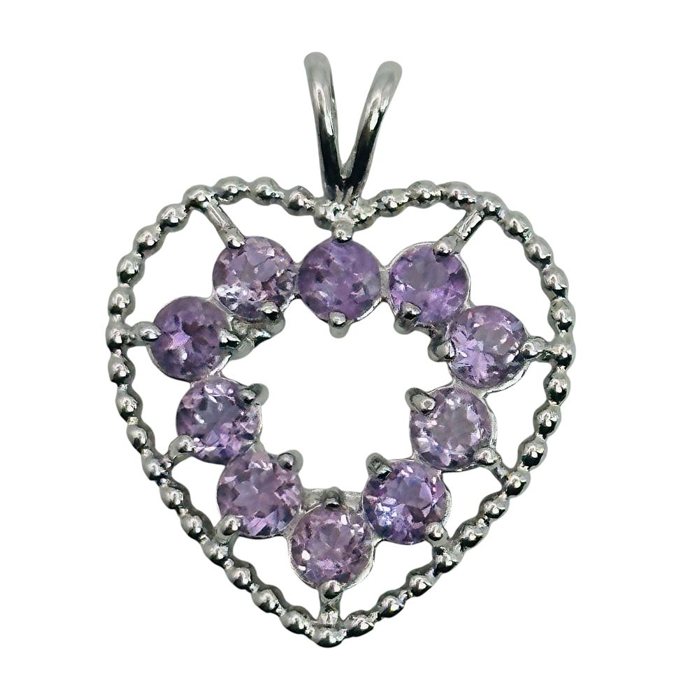 Lot 365: Ross Simons Sterling Amethyst Heart Pendant