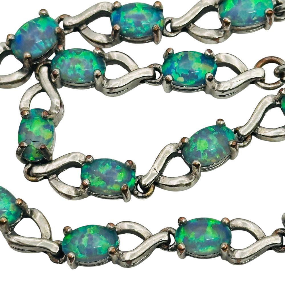 Lot 369: Sterling Opal Adjustable Bracelet