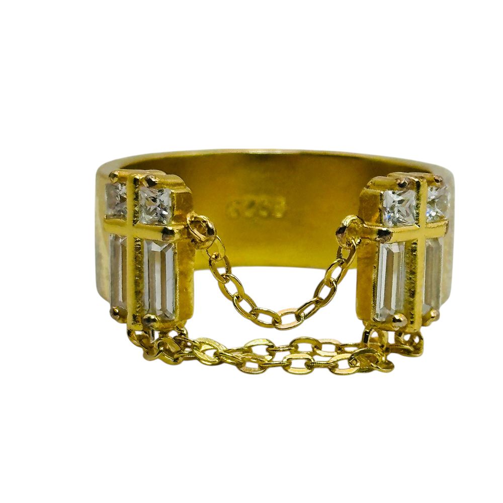 Lot 378: Sterling Thick Band Chain Ring Sz 6.5