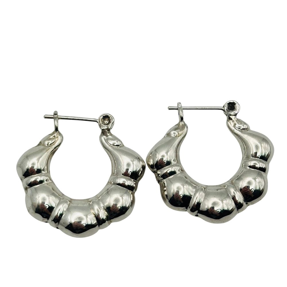 Lot 385: Sterling Puffy Earrings