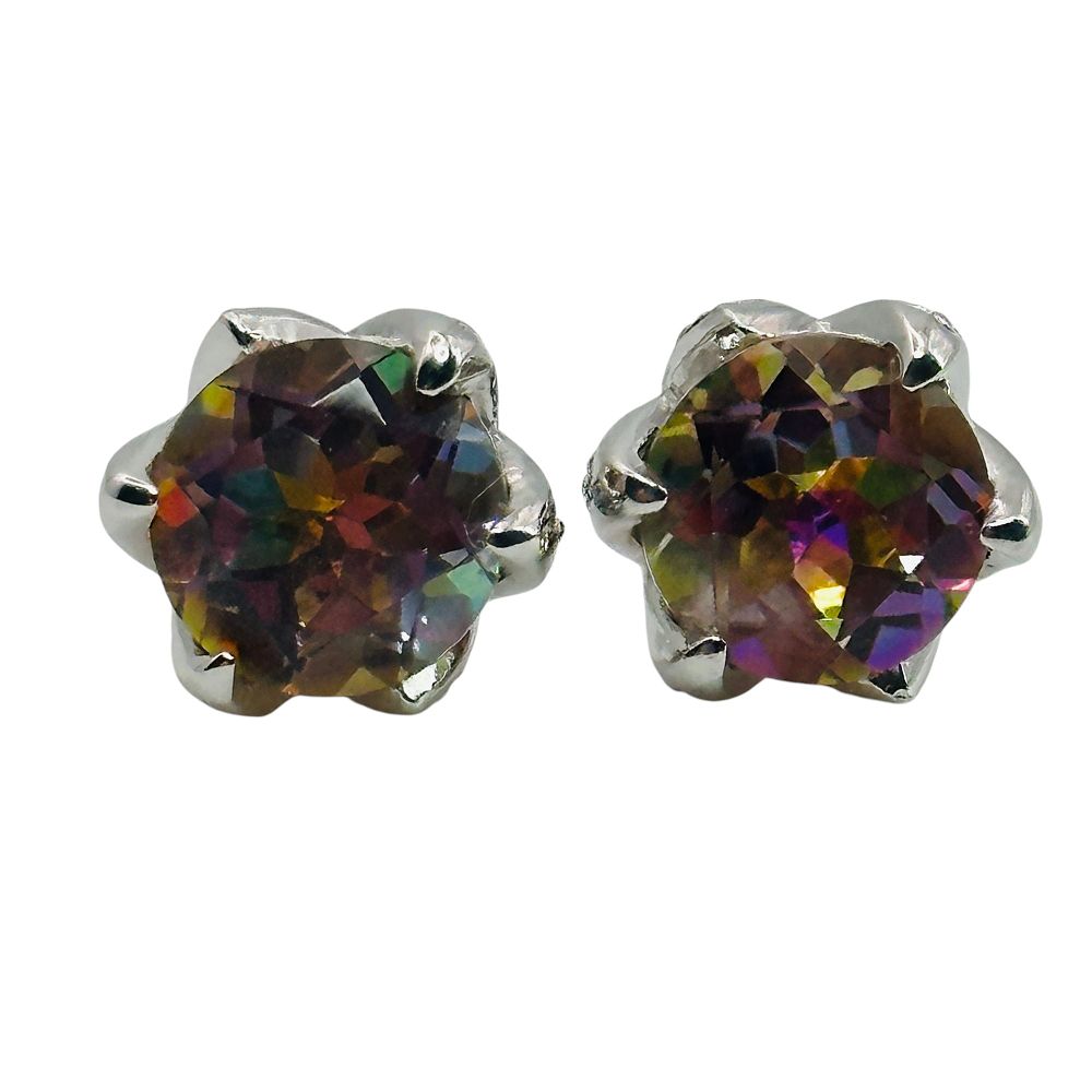 Lot 388: Signed Sterling Mystic Topaz Earrings