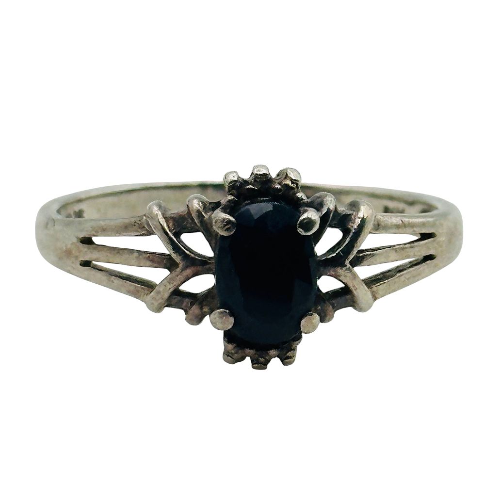 Lot 390: Signed Sterling Sapphire Ring Sz 9