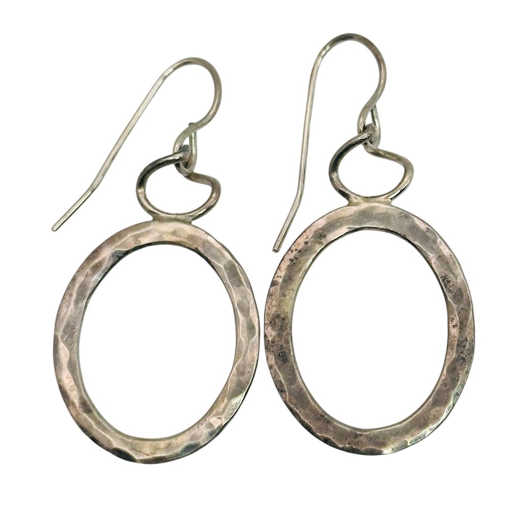 Lot 397: Sterling Hammered Cut Out Earrings