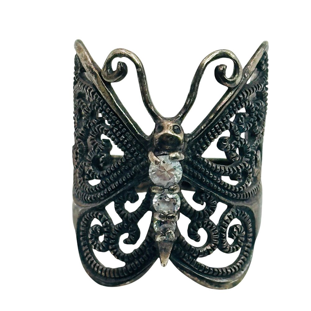 Lot 398: Sterling Butterfly Swirl Ring Sz 6