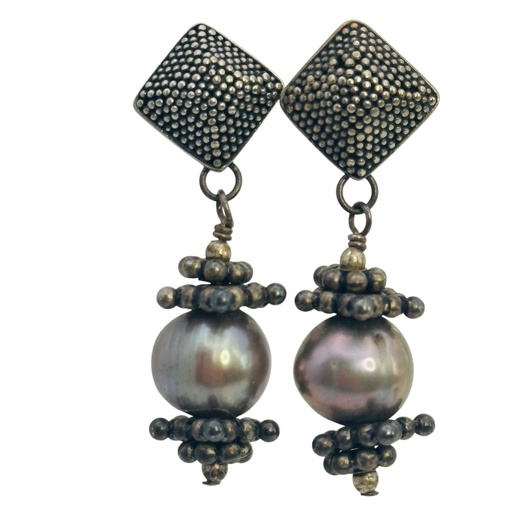 Lot 401: Sterling Pearl Earrings