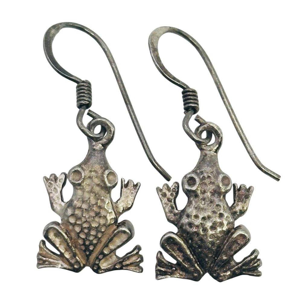 Lot 403: Sterling Frog Dangle Earrings