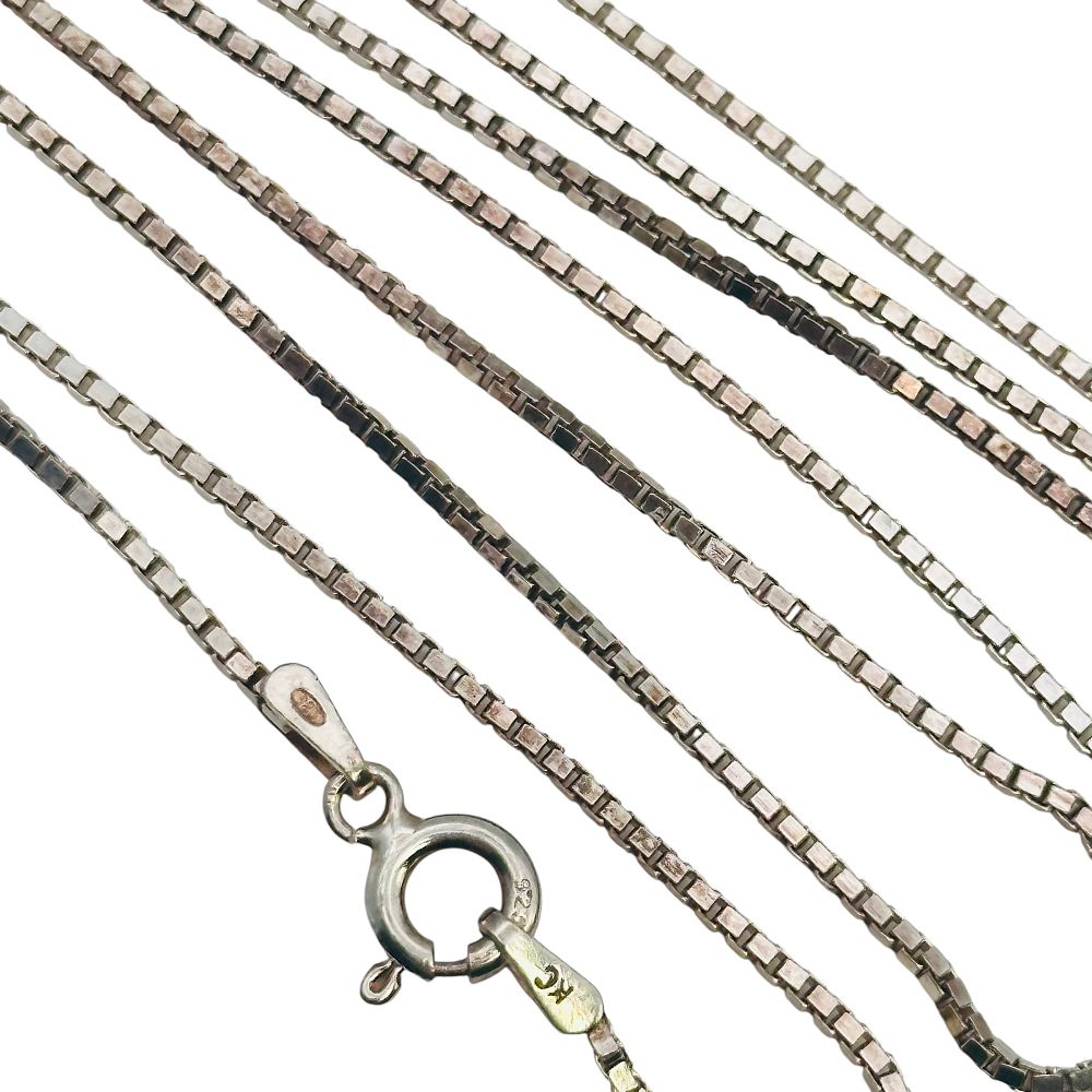 Lot 410: Signed Italy Sterling Box Chain Long Necklace
