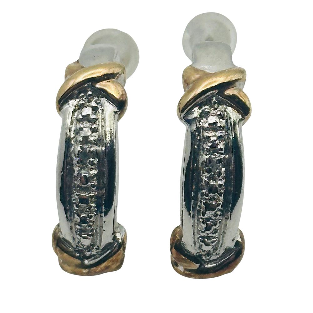 Lot 411: Ross Simons Sterling Diamond Accent Earrings