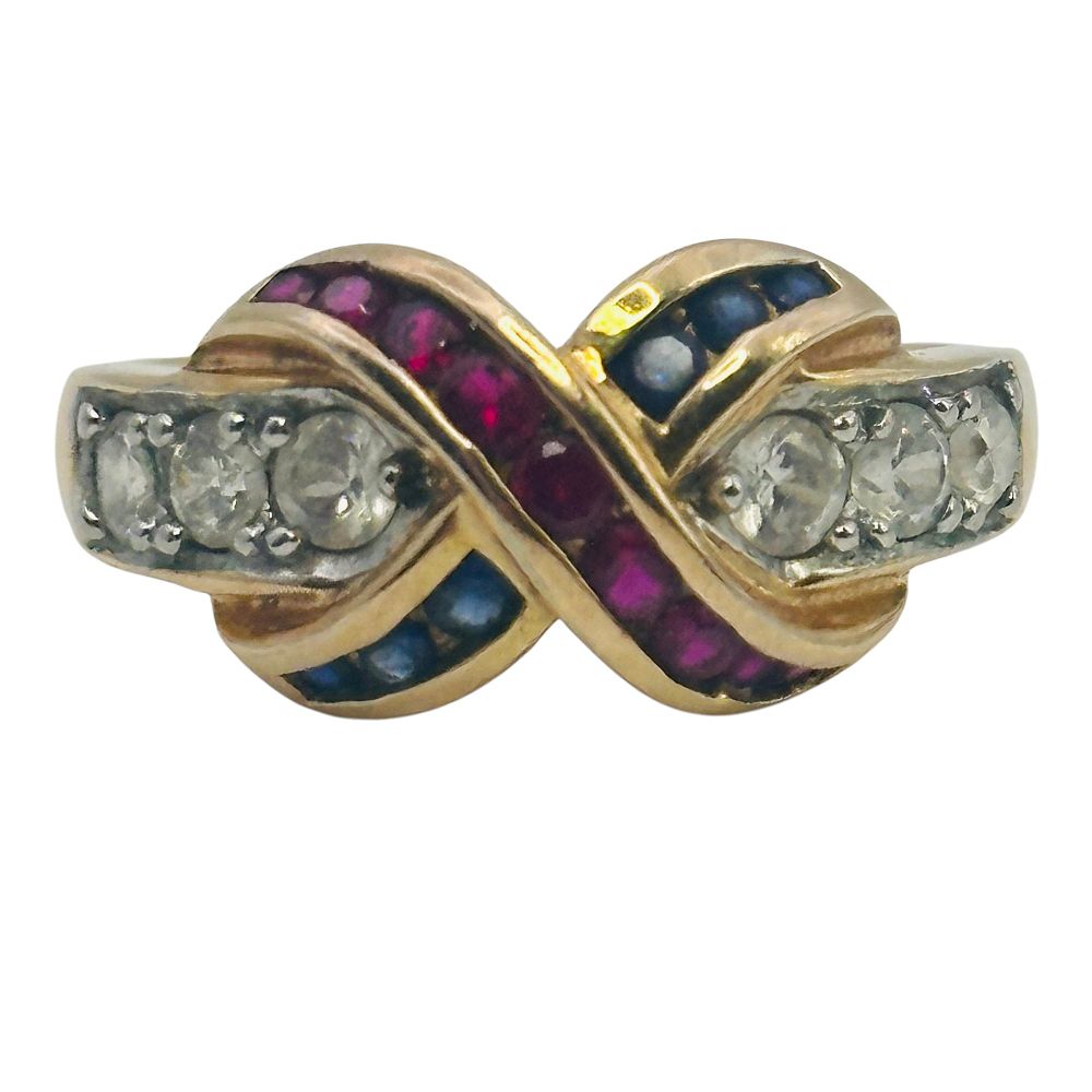 Lot 412: Ross Simons Sterling Multi-Stone Infinity Ring Sz 9