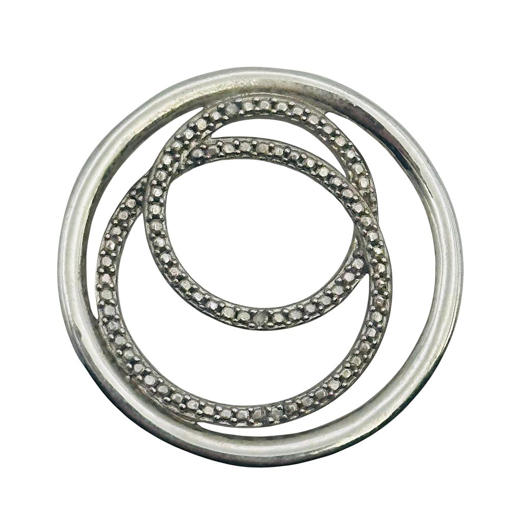 Lot 414: Signed Sterling Diamond Swirl Pendant