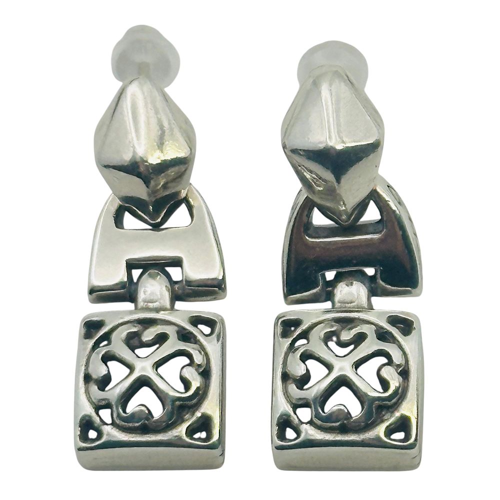 Lot 416: Sterling Heart Detail Hinged Earrings