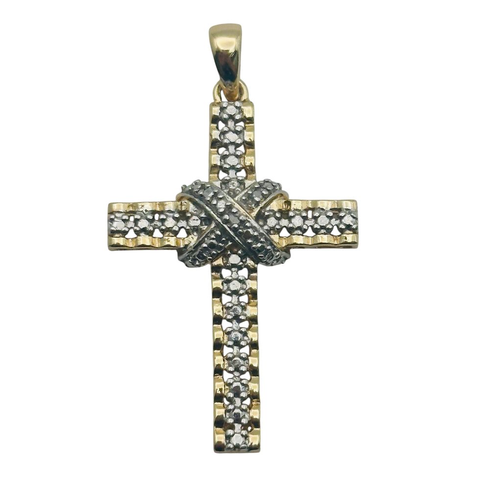 Lot 427: Ross Simons Sterling Diamond Cross Pendant