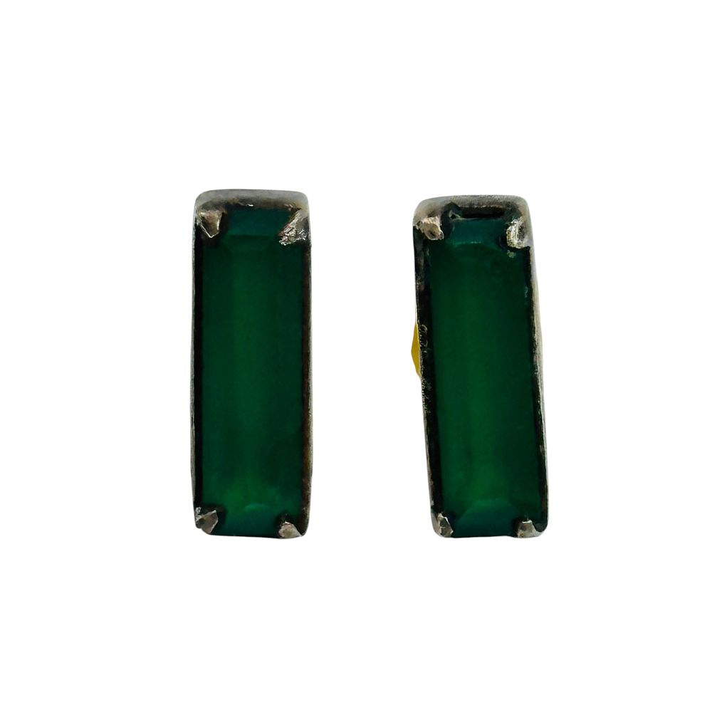 Lot 432: Sterling Emerald Earrings