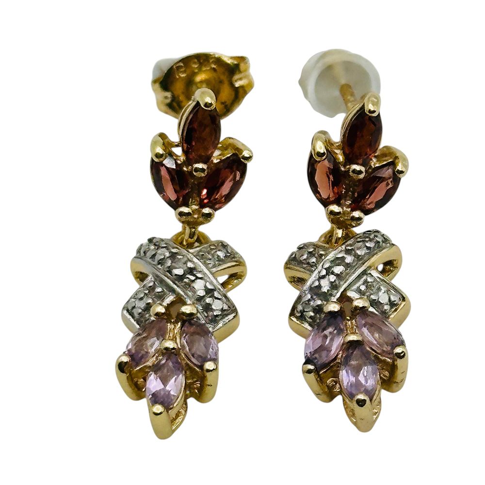 Lot 434: Ross Simons Sterling Multi-Stone Earrings