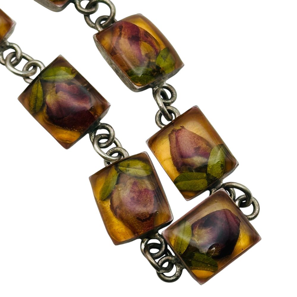 Lot 435: Sterling Glass Rose Bracelet
