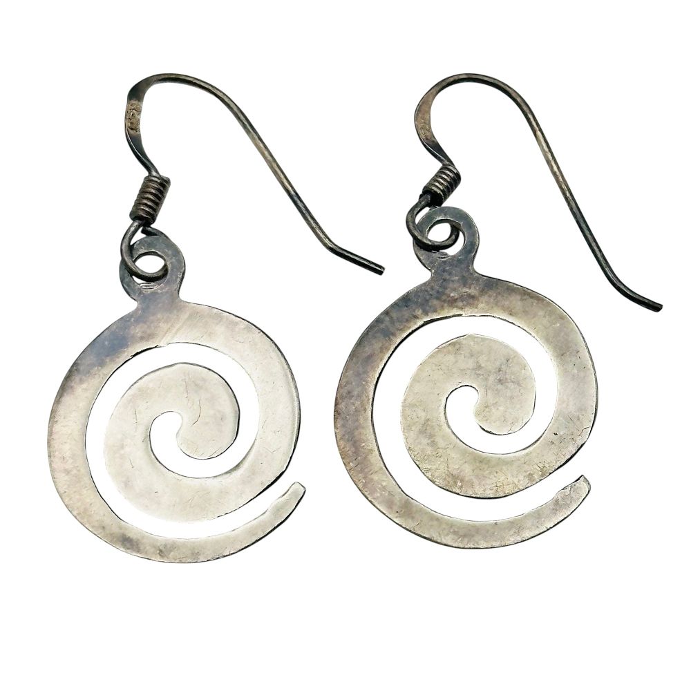 Lot 438: Sterling Swirl Dangle Earrings