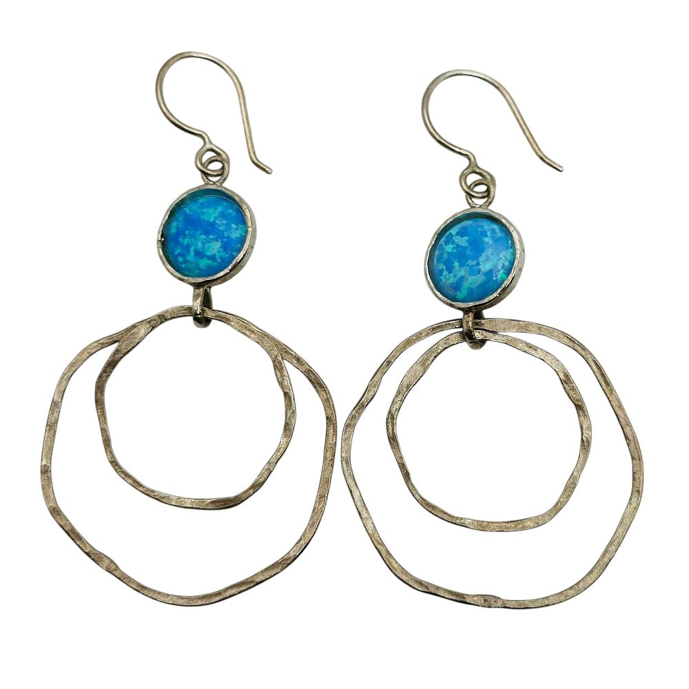 Lot 439: Silpada Sterling Opal Dangle Hammered Earrings