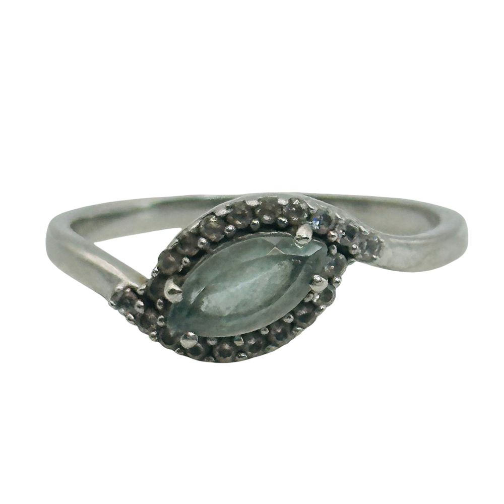 Lot 441: Sterling Topaz Marquise Cut Ring Sz 7