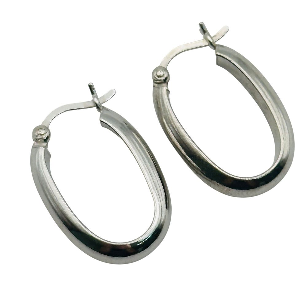 Lot 442: Sterling Oval Hoop Earrings