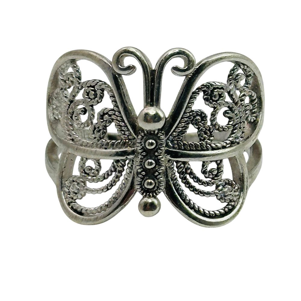 Lot 456: Signed Sterling Swirl Butterfly Ring Sz 7