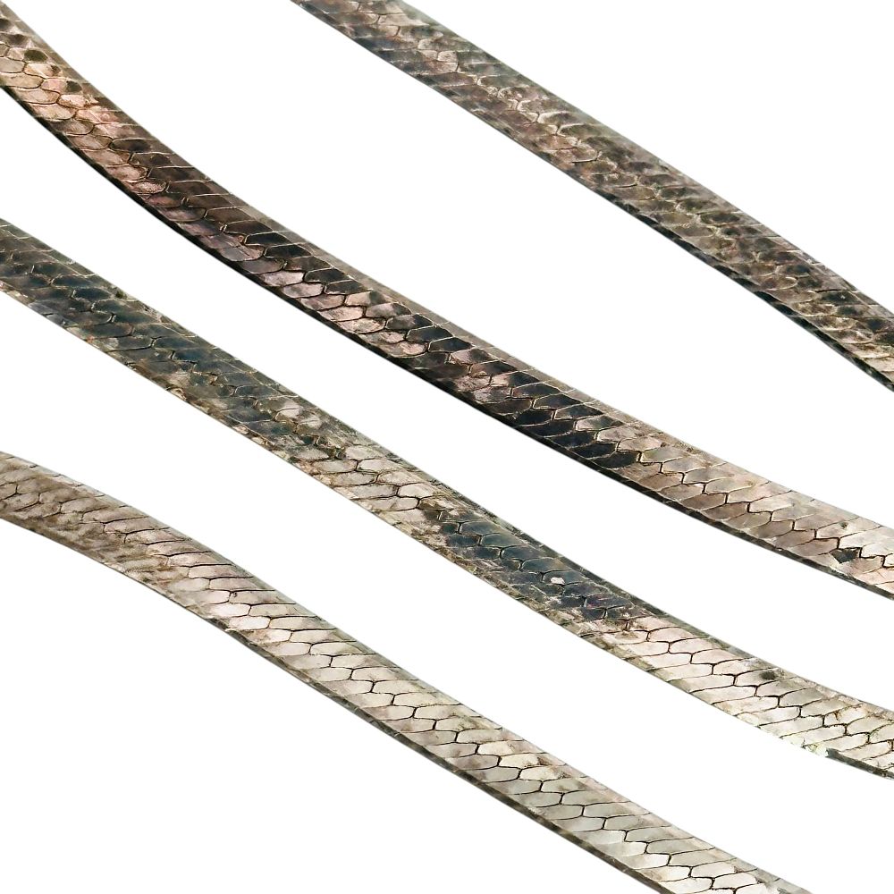Lot 461: Signed Italy Sterling Flat Snake Chain Necklace