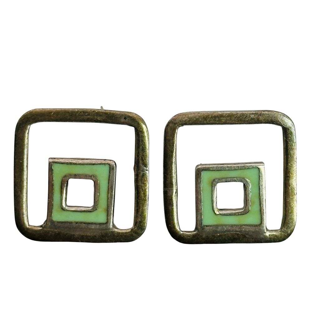 Lot 465: Sterling Green  Square Earrings