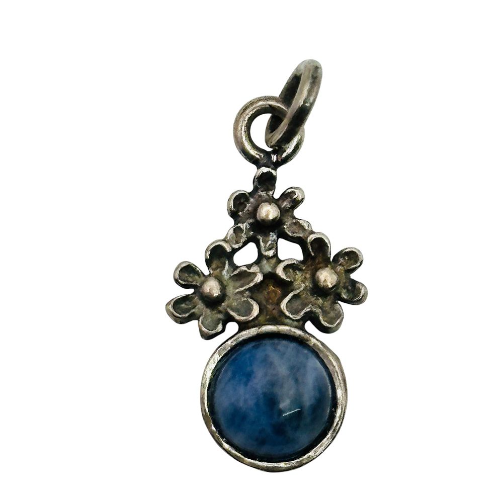 Lot 468: Signed Sterling Sodalite Flower Pendant