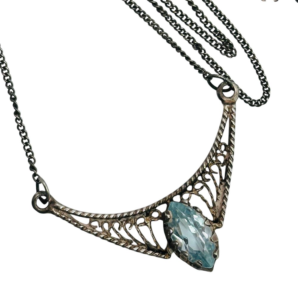 Lot 472: Sterling Topaz Curb Chain Necklace