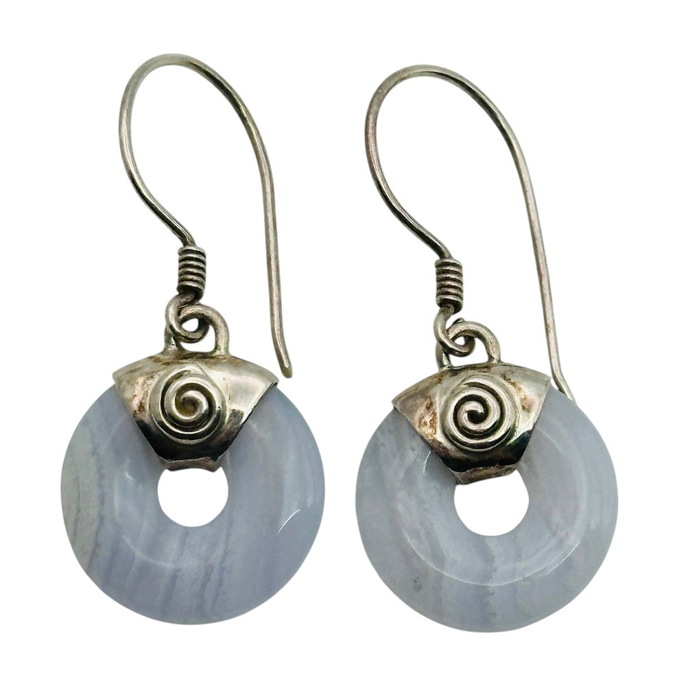 Lot 478: Sajen Sterling Lace Agate Earrings