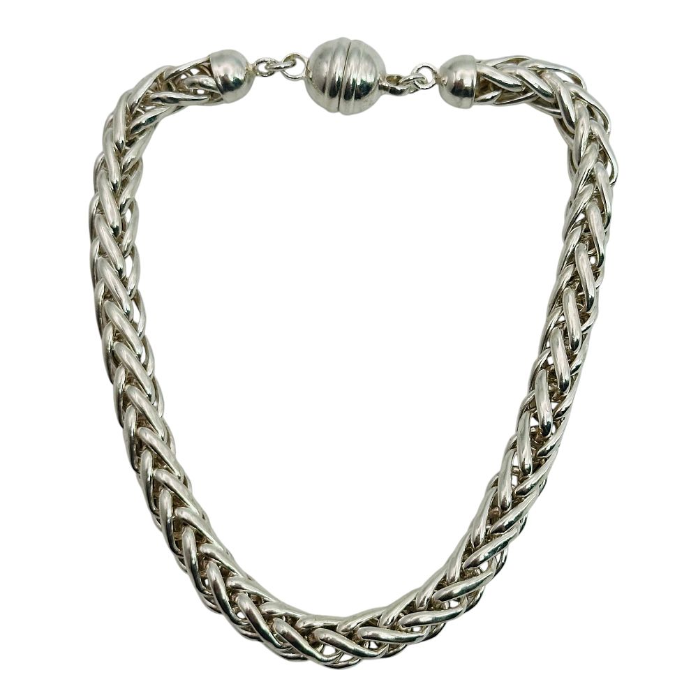 Lot 483: Milor Italy 950 Silver Wheat Chain Bracelet