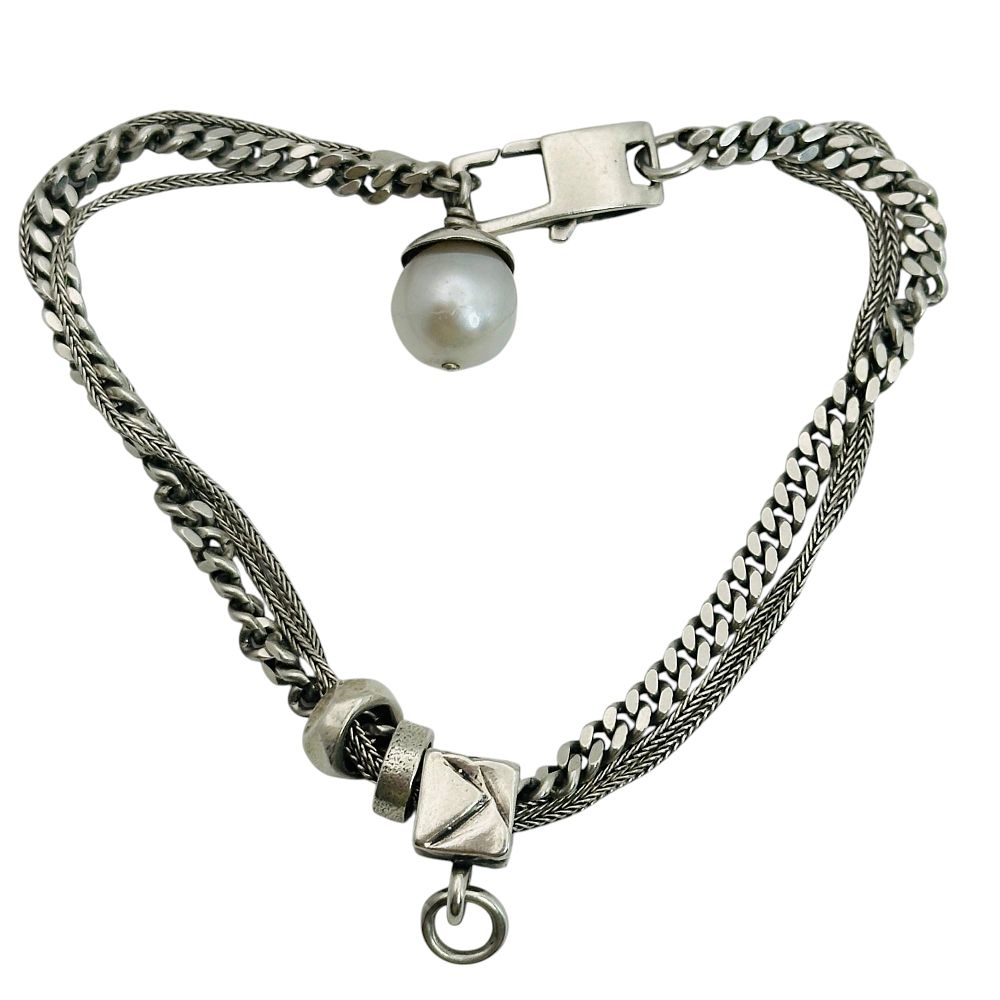Lot 491: Beth Orduna Sterling Pearl Wheat And Curb Bracelet