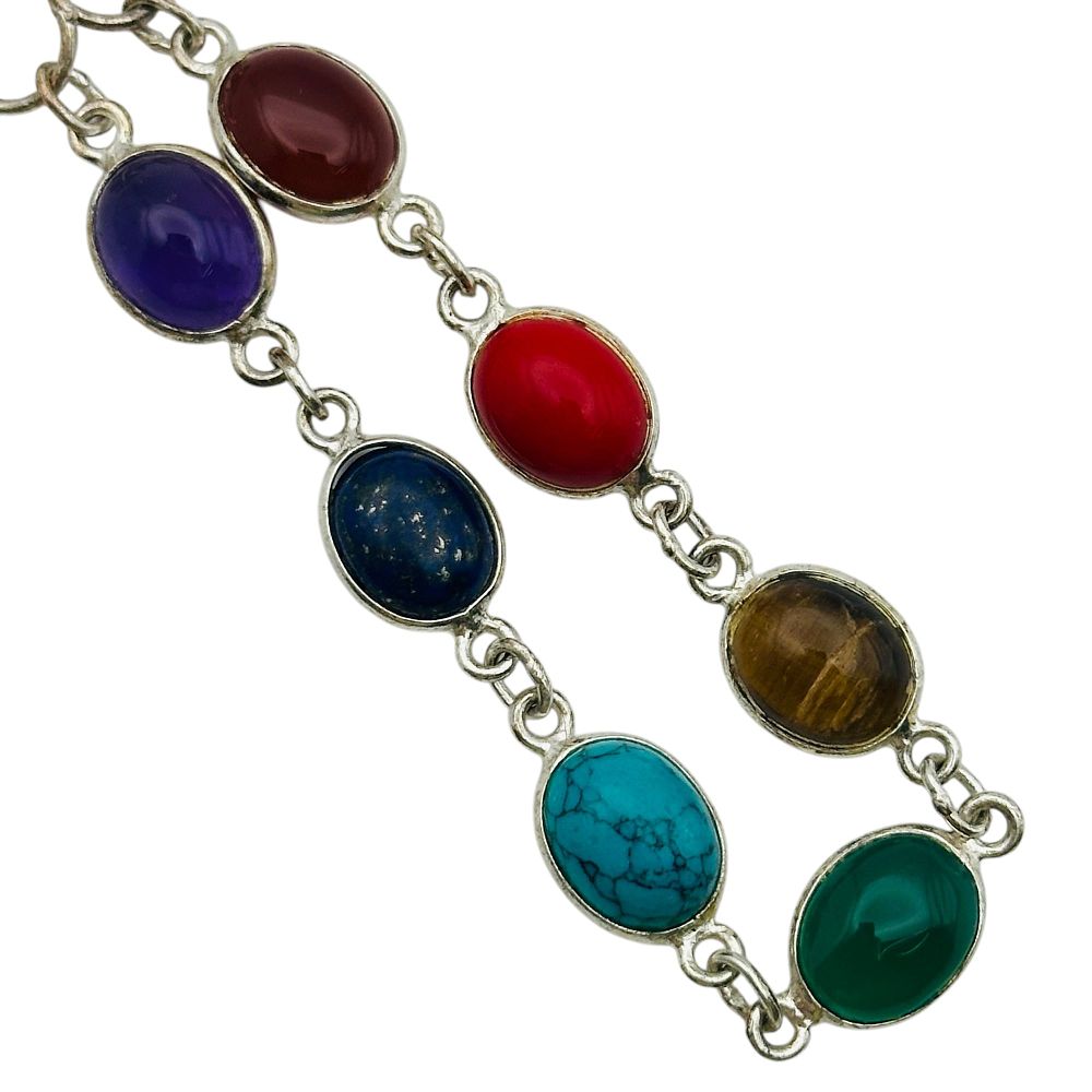 Lot 498: Sterling Multi Gem Bracelet