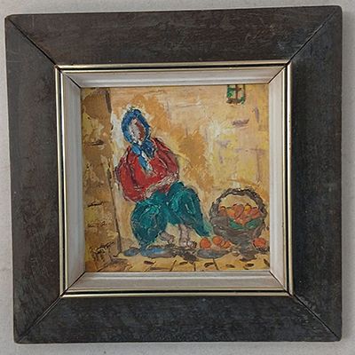 לבון - מקור שמן על בד כ17 על 17 ממוסגר כבתמונה