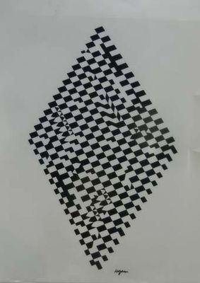 אגם - הדפס חתום בגלופה כ25 על 40