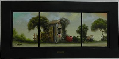 נובוגרודר - מקור שמן על מזוניט טריפטיכון כ50 על 25 ללא מסגרת