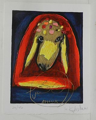 קדישמן - ליטוגרפיה חתומה עם הטבעת זהב והבלטות כ28על 40