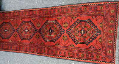 עבודת יד - שטיח אפגאני עבודת יד צר מצורפים מידות