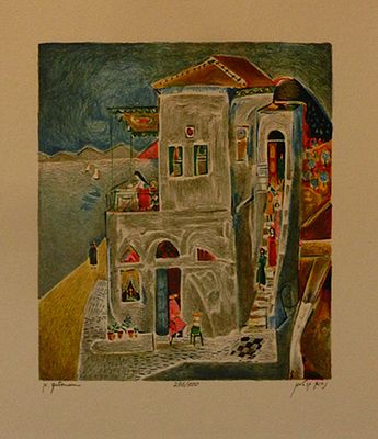 גוטמן - הדפס ליטוגרפי חתום בגלופה כ32 על 36