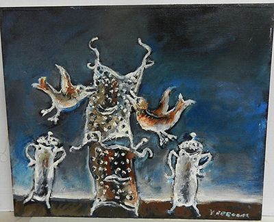 יוסל ברגנר - מקור שמן על בד כ50 על 60 מצורף צילום גב תמונה