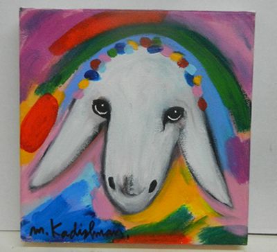 קדישמן - מקור על בד עבודה יפה ונדירה כ25 על 24 מצורף צילום מאחור