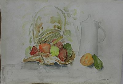 חרובי - מקור אקוורל כ35 על 50 חתום