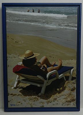 אזן - גיקלי על בד חתום עי הצייר כ50 על 30 ממוסגר כבתמונה