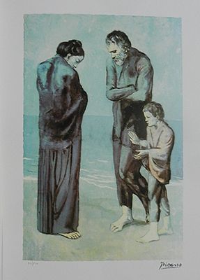 פיקסו - הדפס ליטוגרפי כ42 על 60 חתום בגלופה