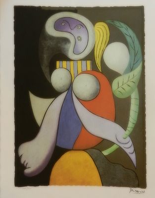 פיקסו - הדפס ליטוגרפי חתום בגלופה כ60 על 42