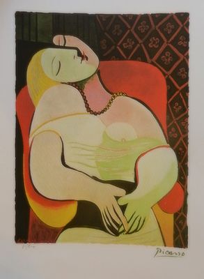 פיקסו - הדפס ליטוגרפי כ42 על 60 חתום בגלופה